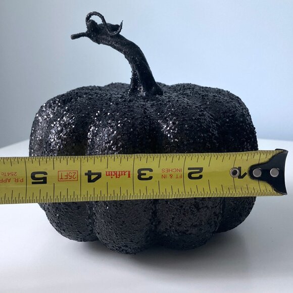 Halloween Black Glitter Pumpkin Set Glam Decor Tabletop Witchy - Picture 6 of 7